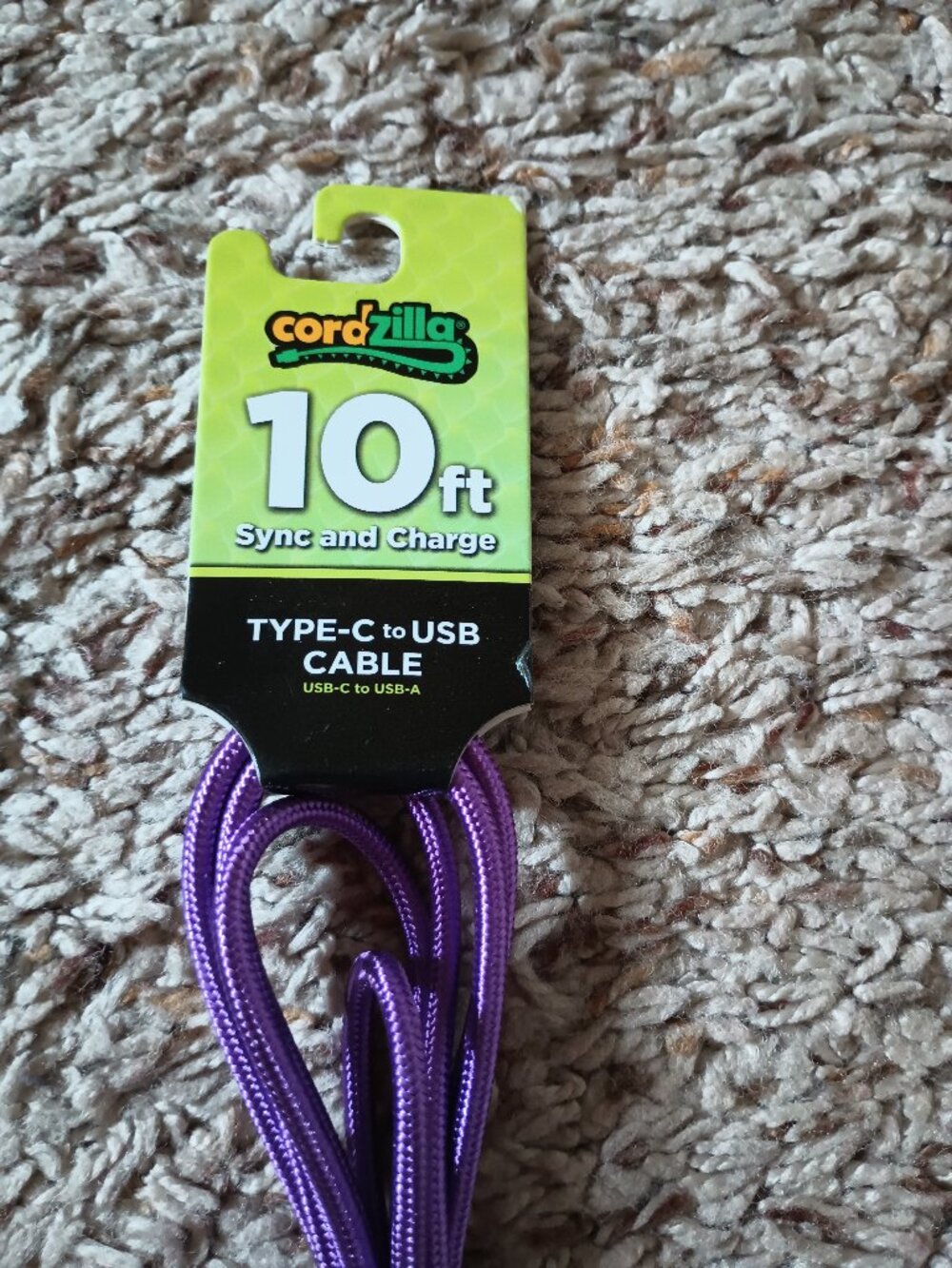 NEW Cordzilla 10ft USB C to USB cable